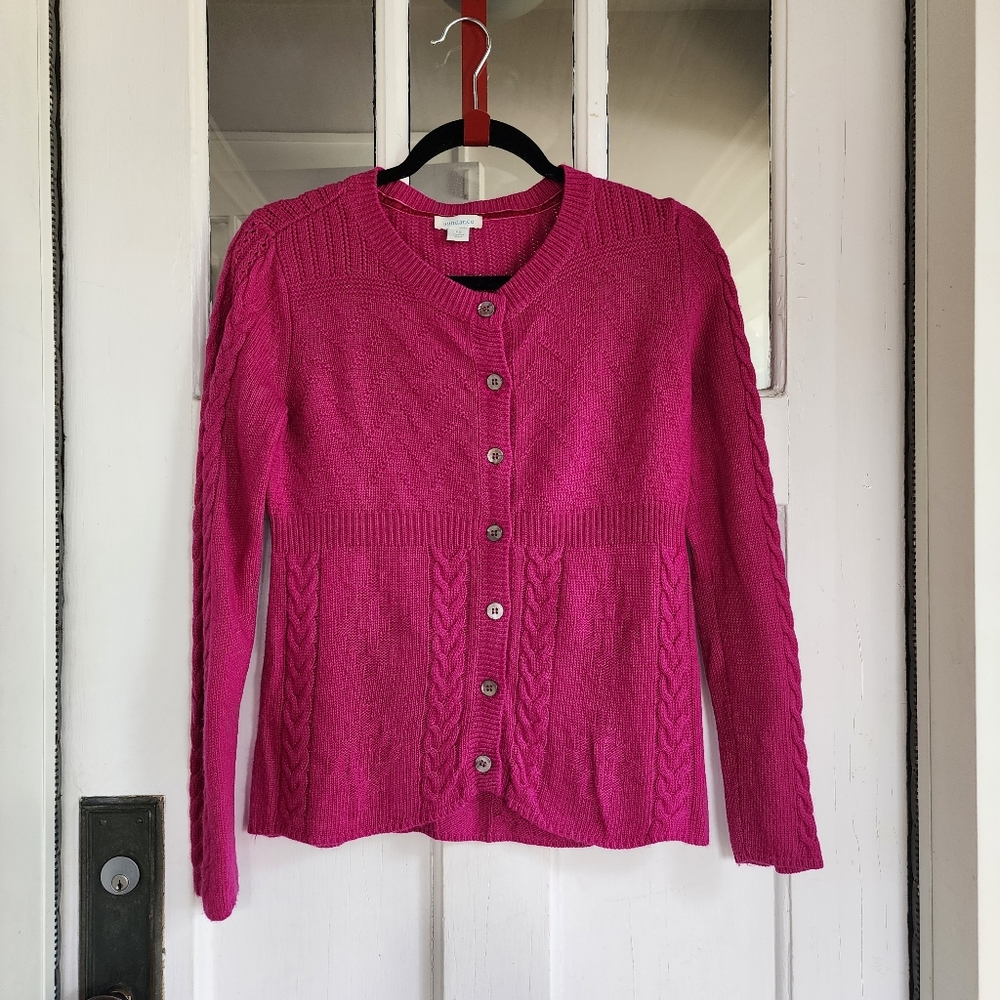 Sundance Pink Cable Knit Cardigan, Sz PS